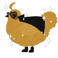 A gold chicken with a half-bar pattern