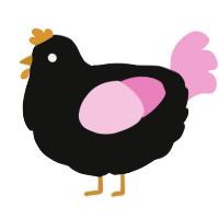 A black and pink chicken