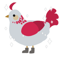 A mist and crimson chicken with a neck-speckle pattern