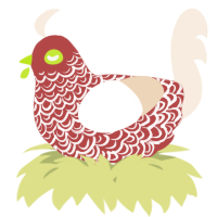 A red and cream chicken with a double-lace pattern
