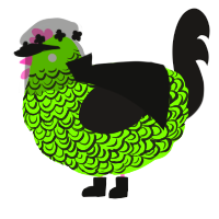 A grass and sable chicken with a double-lace pattern