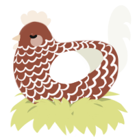A russet and white chicken with a lace pattern