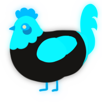 A sable and aqua chicken with a head pattern