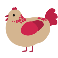A beige and crimson chicken with a neck-speckle pattern