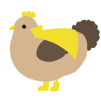 A beige and bark chicken