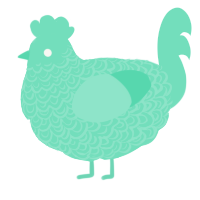A mint chicken with a double-lace pattern