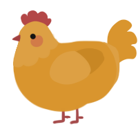 A orange chicken with a head pattern
