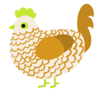 A cream and ochre chicken with a lace pattern