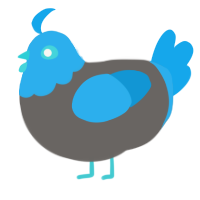 A grey and sky chicken with a head pattern