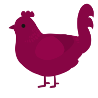 A maroon chicken with a neck-band pattern