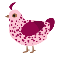 A rose and maroon chicken with a speckle pattern