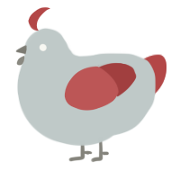 A silver and red chicken