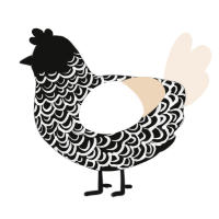A black and cream chicken with a double-lace pattern