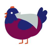 A wine and navy chicken with a head pattern