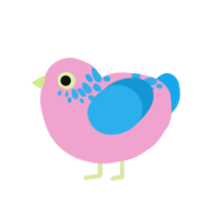 barbie dreamhouse, a pink and sky chicken with a neck-speckle pattern