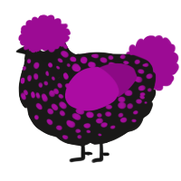 A sable and plum chicken with a speckle pattern