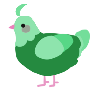 A viridian and spring chicken with a head pattern