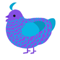 A blurple and cerulean chicken with a lace pattern