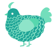 A turquoise and mint chicken with a lace pattern