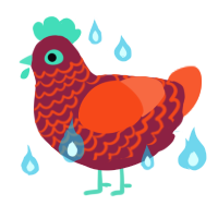A mint and cerulean chicken with a lace pattern