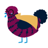 A wine and tumblr chicken with a bar pattern
