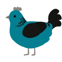 A sea and black chicken with a neck-band pattern