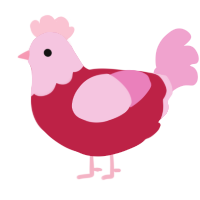 A crimson and pink chicken with a head pattern