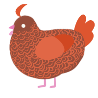 A russet and vermilion chicken with a double-lace pattern