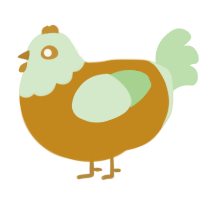 A ochre and gluppy chicken with a head pattern