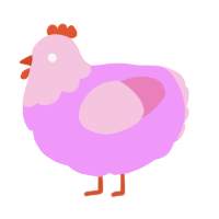 A lavender and pink chicken with a head pattern