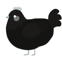 A black and sable chicken with a head pattern