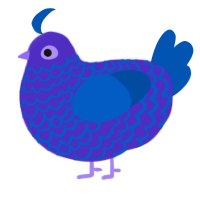 A indigo and ultramarine chicken with a lace pattern