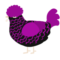 A black and plum chicken with a lace pattern