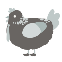 A grey and silver chicken with a neck-speckle pattern