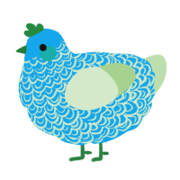 A sky and gluppy chicken with a double-lace pattern
