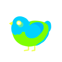 A grass and sky chicken with a head pattern