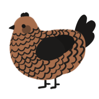 A brown and sable chicken with a lace pattern