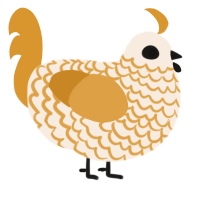 A cream and orange chicken with a lace pattern