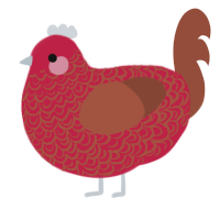 A crimson and russet chicken with a double-lace pattern