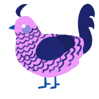 A lavender and navy chicken with a lace pattern