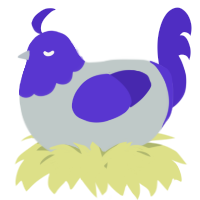 A silver and indigo chicken with a head pattern