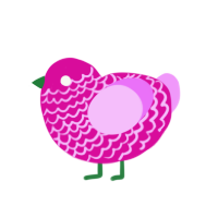 Strawberry, a fuchsia and lavender chicken with a lace pattern