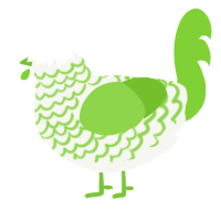 A white and grass chicken with a lace pattern