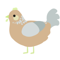 A beige and silver chicken with a neck-speckle pattern
