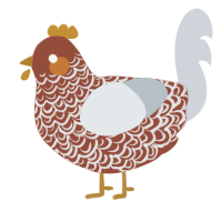 A russet and mist chicken with a double-lace pattern