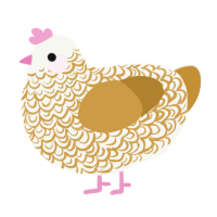 A white and gold chicken with a double-lace pattern