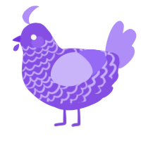 A blurple and lilac chicken with a lace pattern