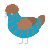 A cerulean and brown chicken with a bar pattern