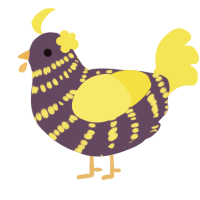 A overcast and yellow chicken with a bar pattern