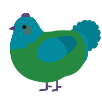 A viridian and sea chicken with a head pattern